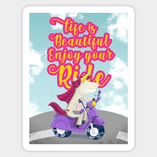 Traveling unicorn Sticker by HarlinDesign